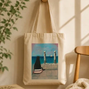 Tote Bag “Gato Cais das Colunas” – Ilustração Artística