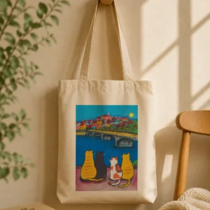 Tote Bag “Gato Ponte Santa Clara” – Ilustração Artística
