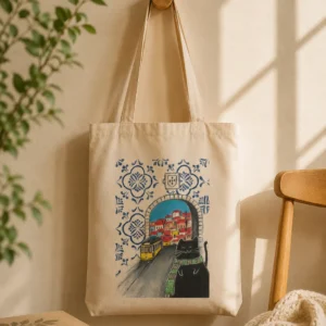 Tote Bag “Gato Azulejos” – Ilustração Artística