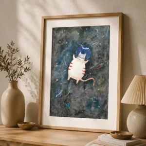 “Gato no Espaço” – Poster Ilustração