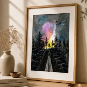 "Á Noite na Floresta" - Poster Ilustração