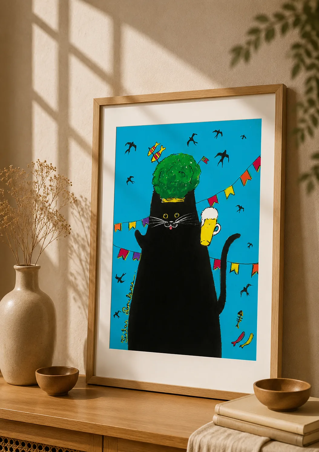 "Gato Santos Populares" - Poster Ilustração